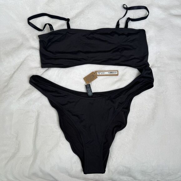 SKIMS Swim Strapless Monokini One Piece Removable Straps Black Onyx 2X Plus NWT - Picture 1 of 13